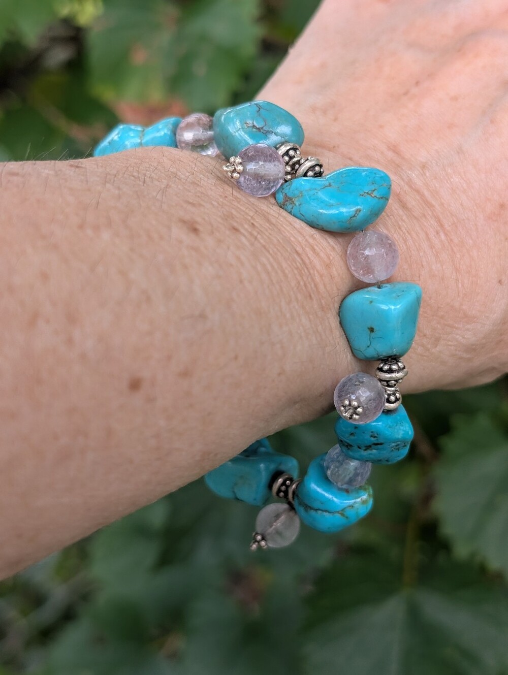 Handmade Sterling Silver Turquoise Nugget 8 Inch